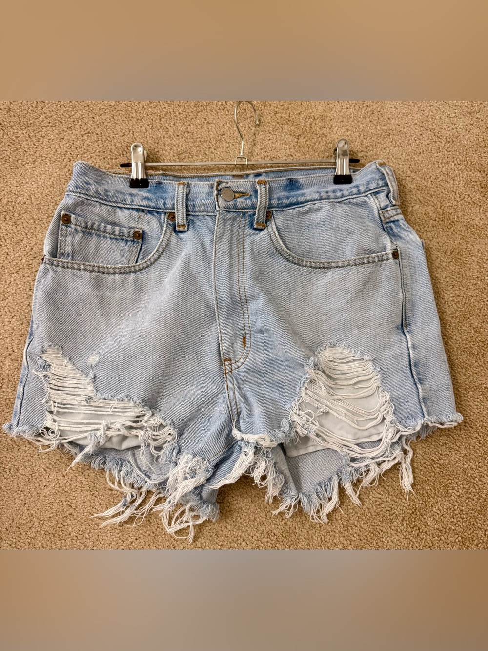 Levi's Washed Light Blue Distressed Denim Shorts vintage